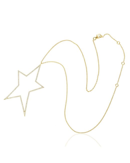 Artisan Metallic Radiant Starlight 14k Yellow Gold Natural White Diamond Star Necklace