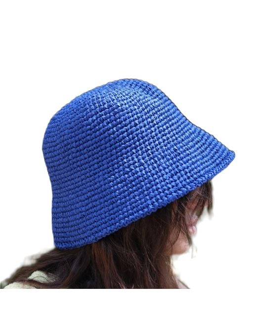 Springmoonatelier Blue Deep Raffia Hat