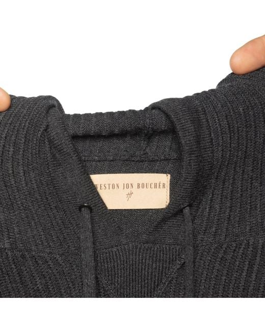 Weston Jon Boucher Black Dune Ottoman Knit Luxury Hoodie With Silk & Wool for men
