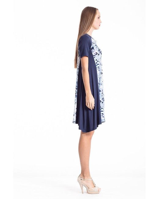 Conquista Blue Animal Print Detail Dress