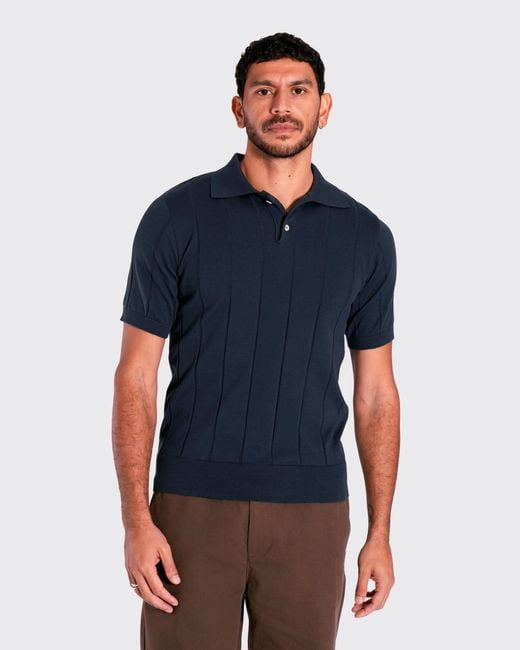 Far Afield Blue Jacobs Knit Polo for men