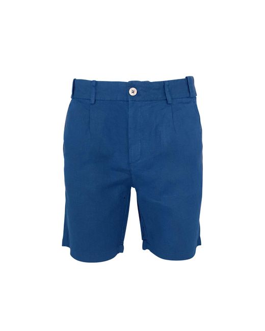 Haris Cotton Blue Linen Bermuda Shorts for men