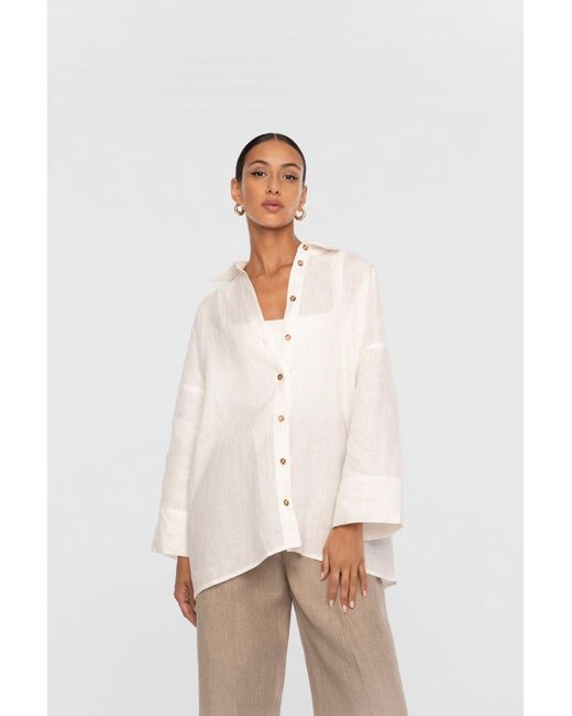 Dāl the Label Brown Essential Linen Oversized Shirt Terracota
