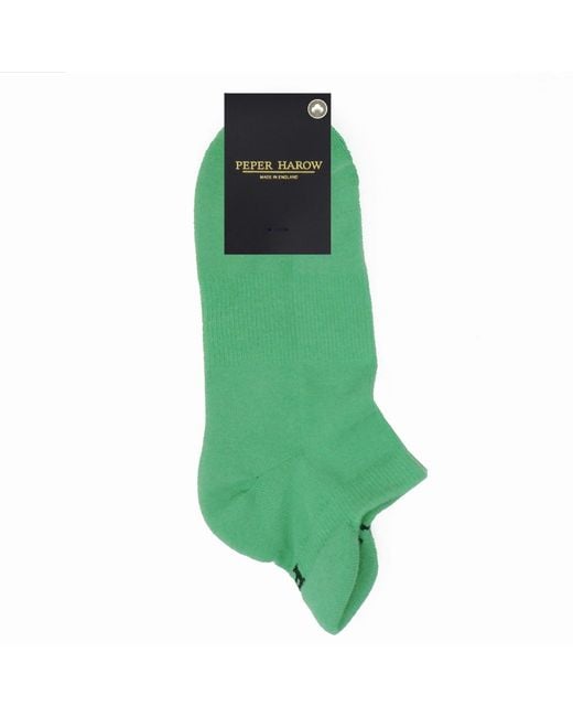 Peper Harow - Made in England Green Retro Stripe & Organic Trainer Socks Bundle