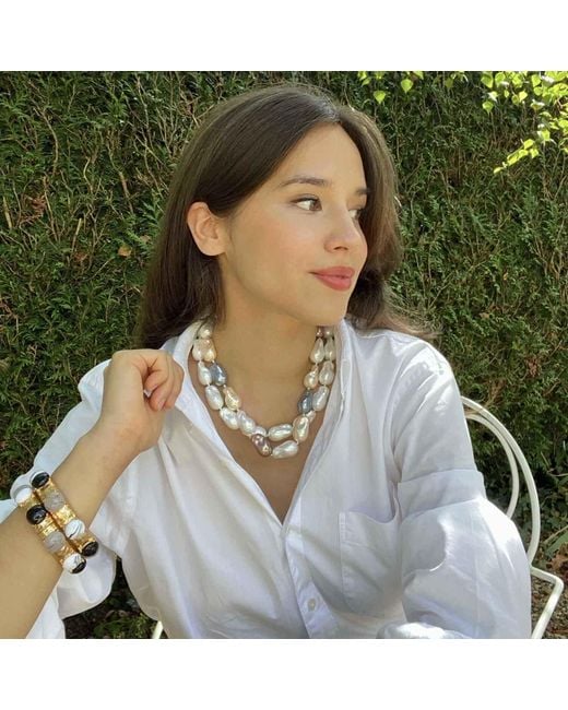 Michael Nash Jewelry Metallic Neutrals Blair Antique And Howlite Bracelet