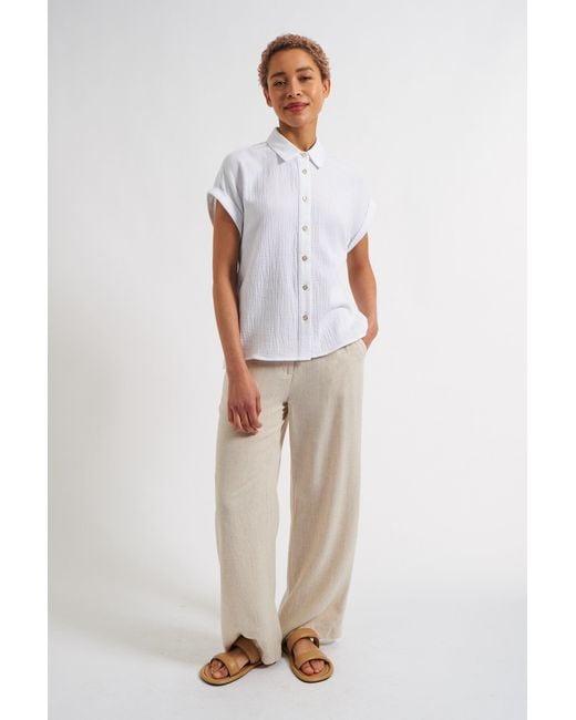 Louche White Abinaya Double Gauze Short Sleeved Shirt