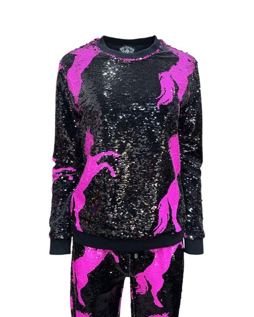 Any Old Iron Pink Pony Reversible Sequin Sweatshirt