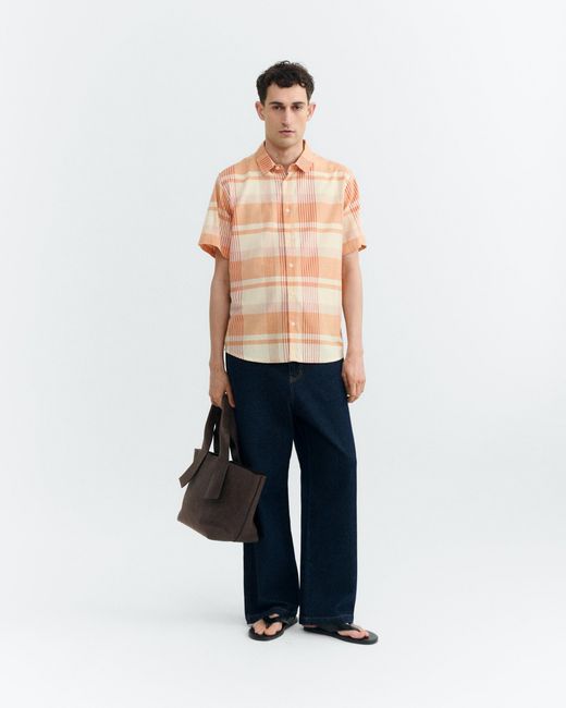 Thinking Mu Orange Plaid Shirt Tom for men