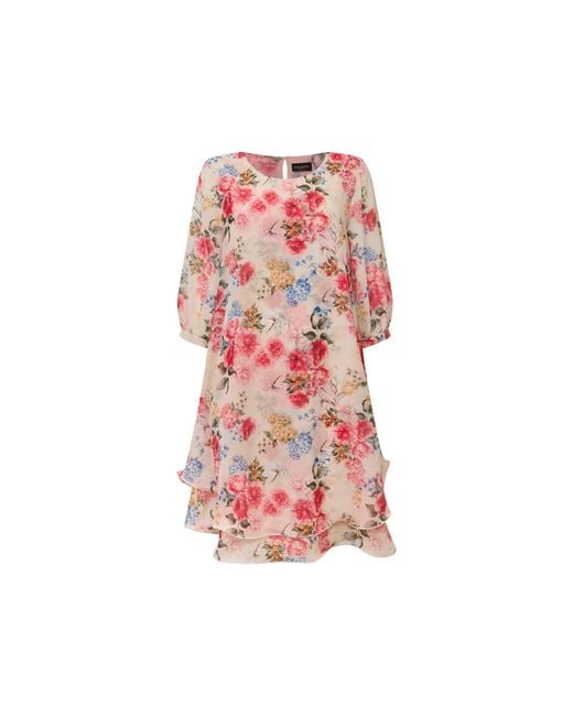 James Lakeland White Print Flower Wave Hem Dress