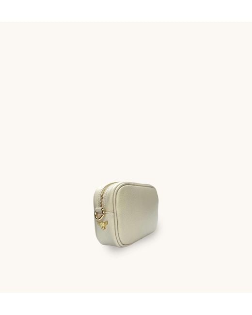 Apatchy London Natural Neutrals The Mini Tassel Stone Leather Phone Bag