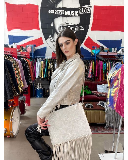 Any Old Iron White Swirl Large Leather Bag