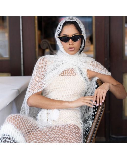 Andreeva White Rose Handmade Knit Dress