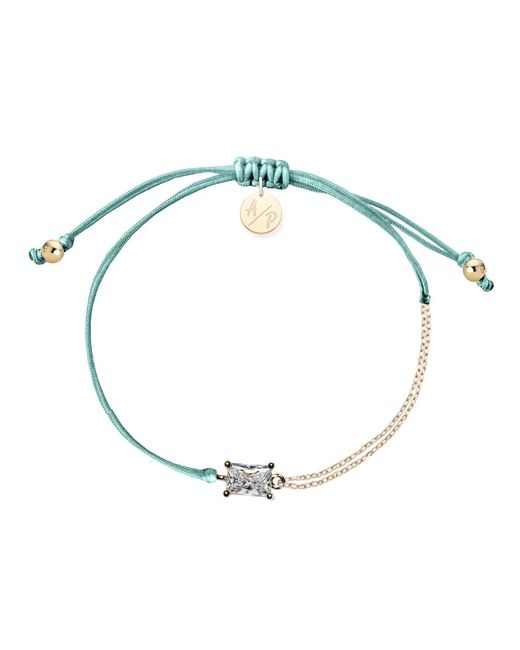 Adriana Pappas Designs Blue Cz Emerald Cut Bracelet On Colored Cord