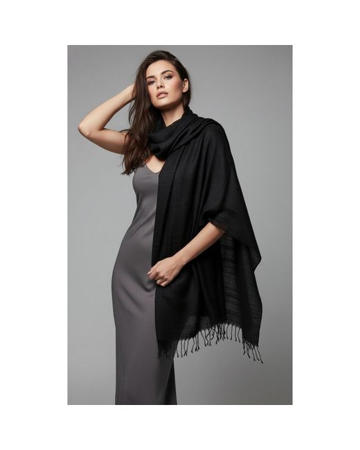 Saachi Black Arielle Summer Ombre Cashmere Pashmina Scarf
