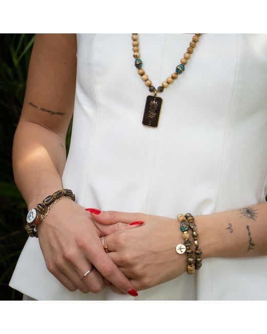 Ebru Jewelry Metallic Boho Soul Nepal Meditation & Buddha Bead Bracelet Set