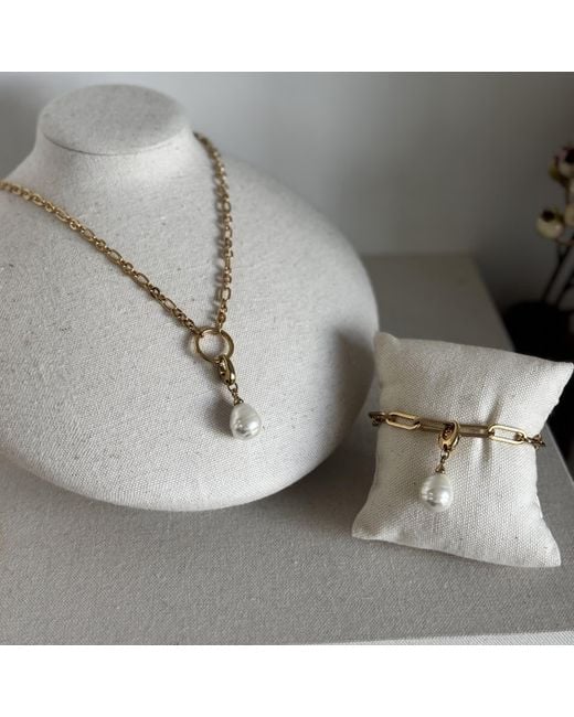 Emma Holland Jewellery Metallic Paperclip Chain Bracelet With Baroque Charm