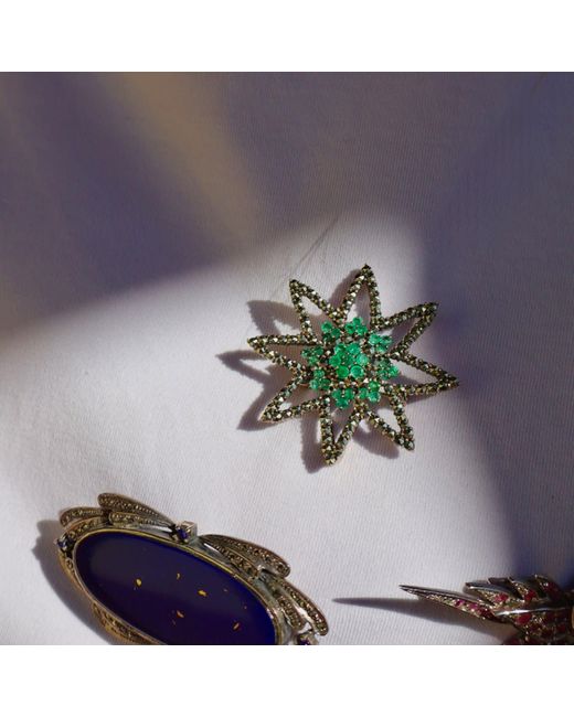 Mineralgems•Studio Green Star Brooch With Emerald