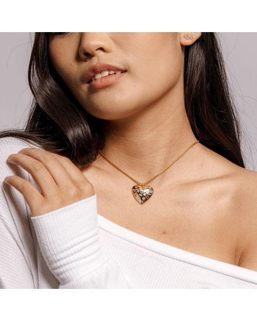 Cloud Haven Metallic Paw Prints On My Heart Necklace