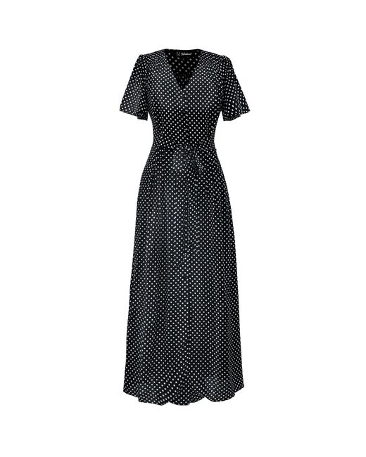 Smart and Joy Black Polka Dot Flared Shirt-Dress