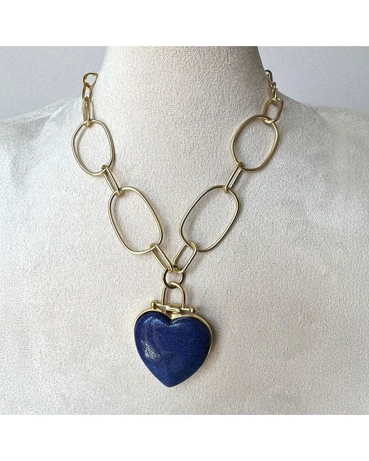 Rare Matters Jewelry Blue Luxe Lapis Lazuli Heart Pendant Necklace
