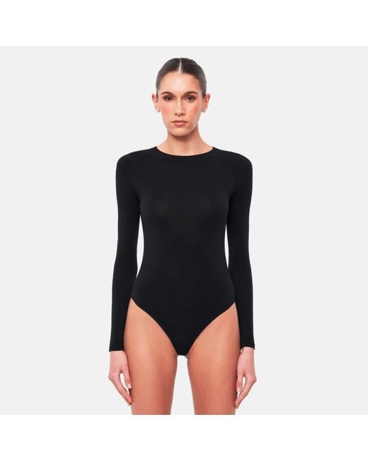 OW Collection Black Erla Basic Long Sleeve Bodysuit