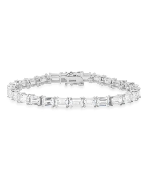 Kylie Harper Metallic Emerald Cut Diamond Cz Tennis Bracelet