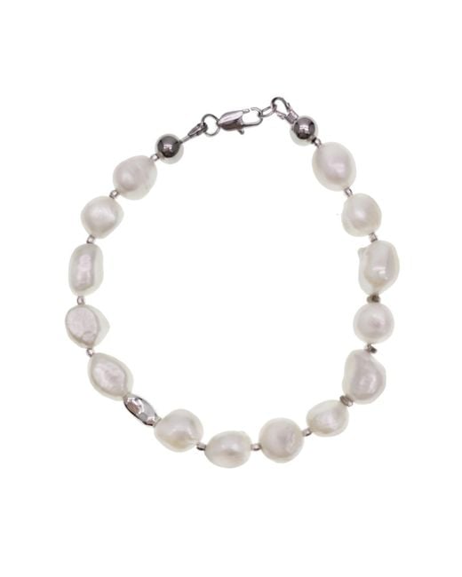Farra Metallic Freshwater Pearls With Sterling Bracelet for men