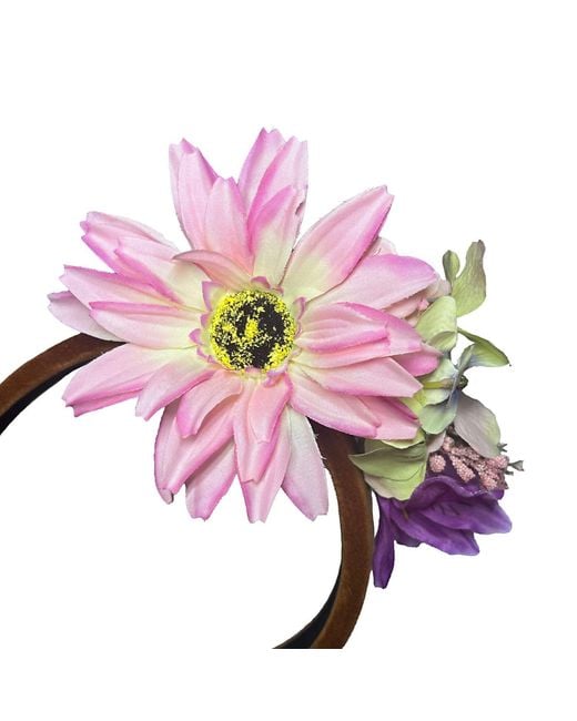 Natalia Petruch Pink Aurelia Honey Amber Velvet Flower Headband – & Faux Floral Statement Hair Accessory