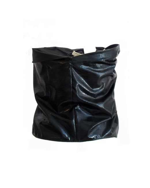 Ccy Currency Black Halterless Frill Top