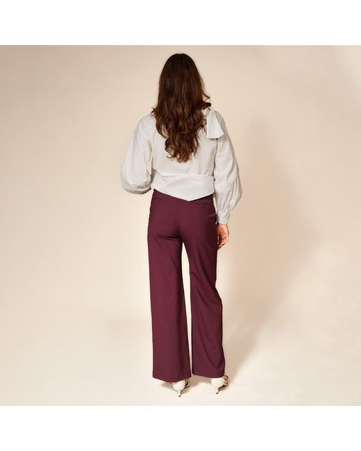Gunda Hafner Ltd Purple Burgundy Mid Rise Straight Leg Merino Trousers