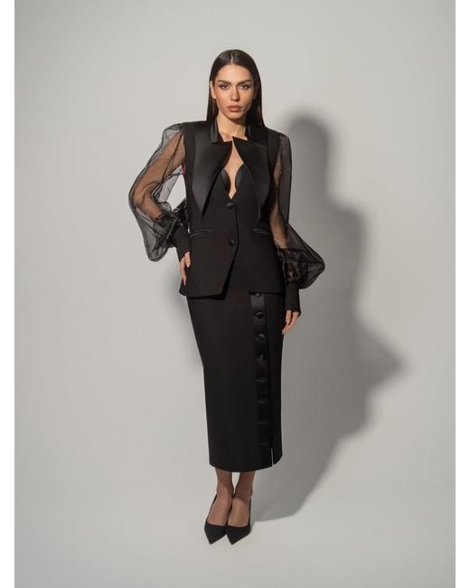 Tia Dorraine Black Femme Fatale Midi Skirt