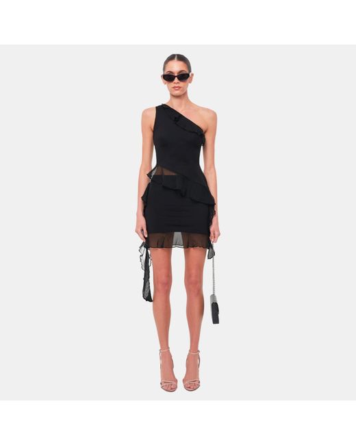 OW Collection Black Harper Asymmetric Mini Skirt