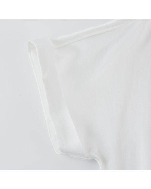Soft Strokes Silk White Pure Mulberry Silk Top Regular Fit