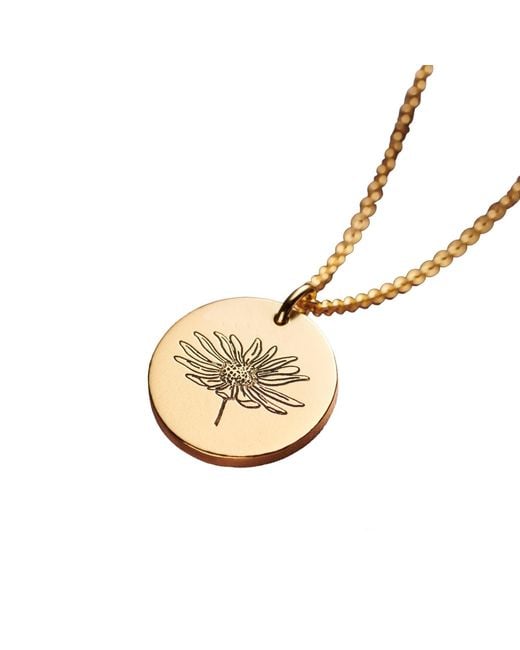 Posh Totty Designs Metallic Plated Engraved April Daisy Birth Flower Necklace