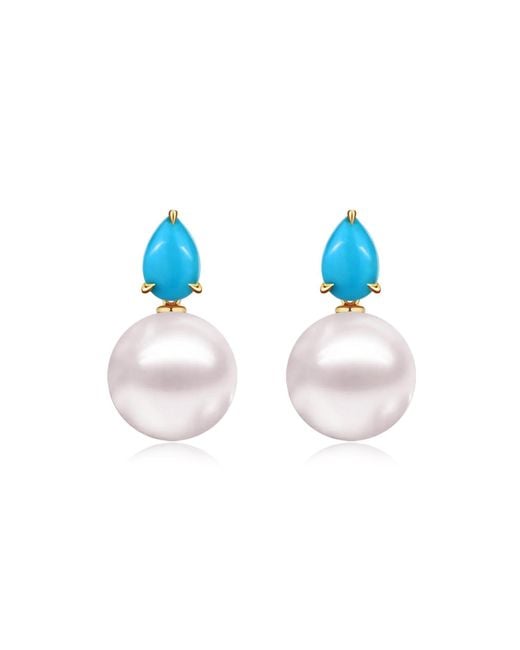 Kai Fine Jewelry Blue Solid Natural & Pearl Venus Tears Convertible Earrings