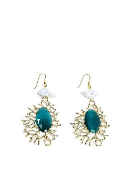 Addicted Blue Eostre Dangle Earrings With Emerald Stone