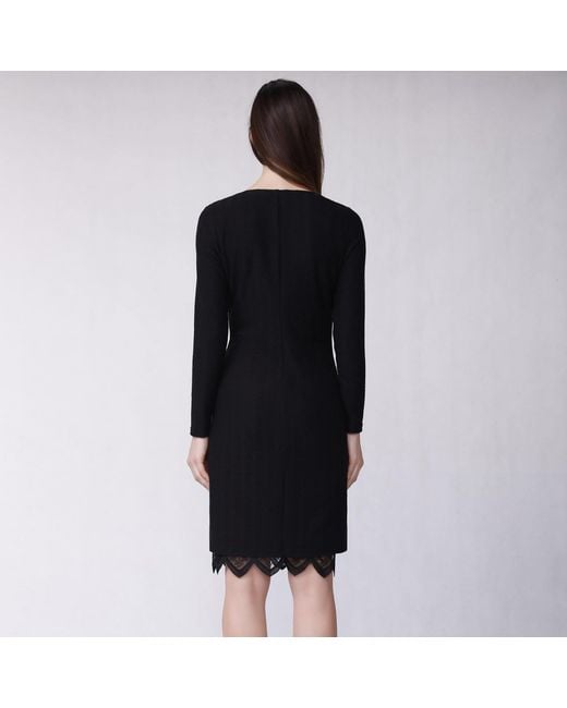 Smart and Joy Black Lace Edge Knitted Wrap Dress