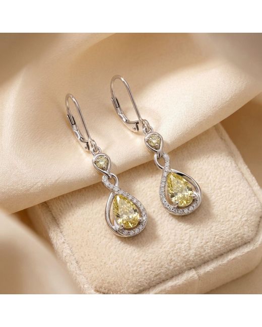 Harfi White Peridot August Birthstone Teardrop Dangle Sterling Earrings