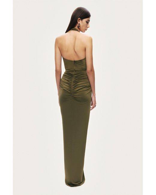 Nocturne Green Neutrals Cut-Out Halter Maxi Dress