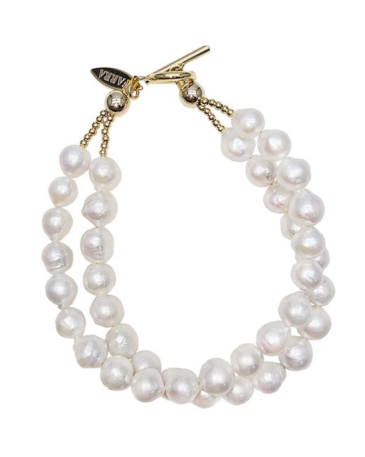 Farra White High Luster Freshwater Pearls Double Layers Bracelet