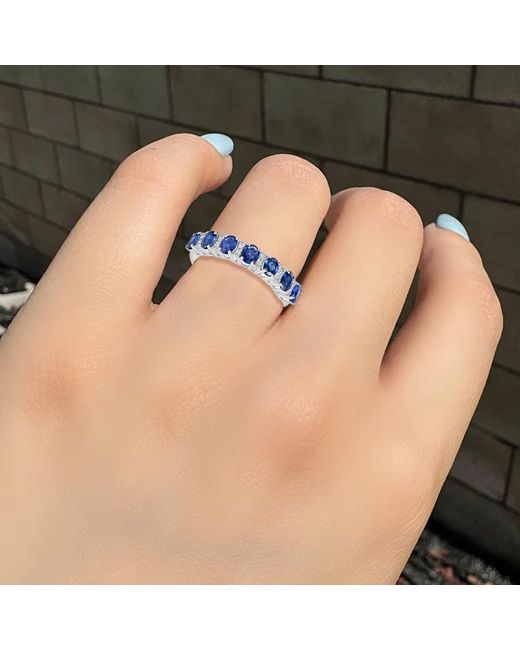 Artisan Blue Natural Sapphire & Diamond Eternity Band Ring