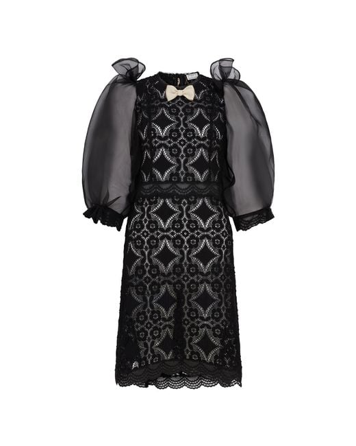 Lisa The Label Black Angel Baby Crochet Cloud Puff Dress