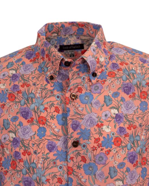 Lords of Harlech Red Morris Rose Floral Shirt for men