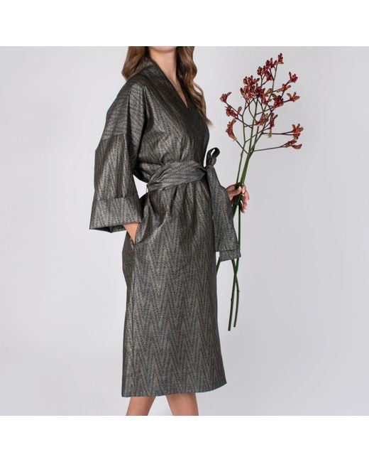 Decoflux Home Gray Cotton Maternity Robe Twist Dark, Mt