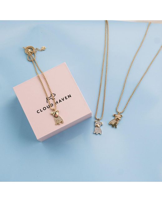 Cloud Haven Metallic Mini Cz Pit Bull Pendant Necklace
