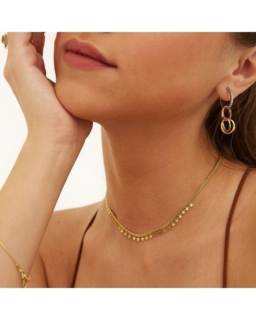 Spero London Metallic Multiple Star Sterling Station Necklace