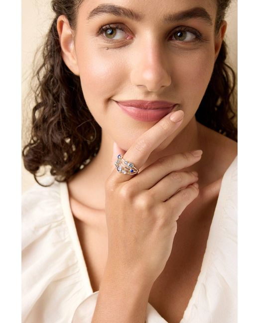 Isla Silver Blue Multi-Banded Iolite, Topaz, Moonstone & Lapis Statement Ring