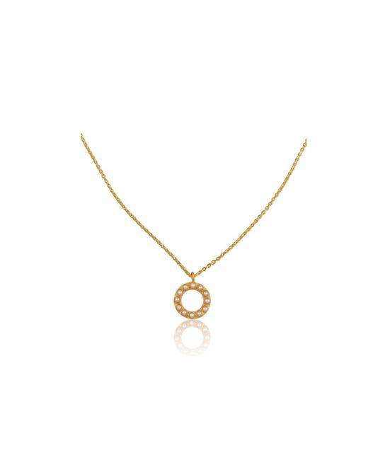 Christina Greene Metallic Pearl Circle Pendant Necklace
