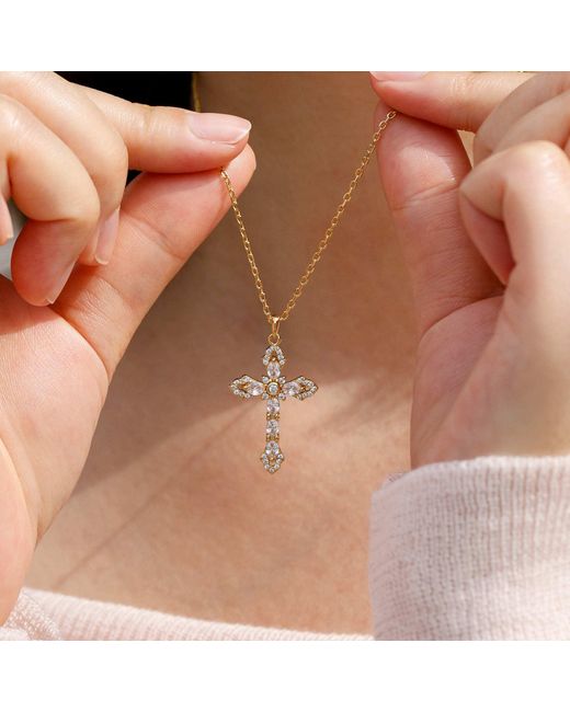 Vanimy Metallic Helena Cross Pendant Necklace