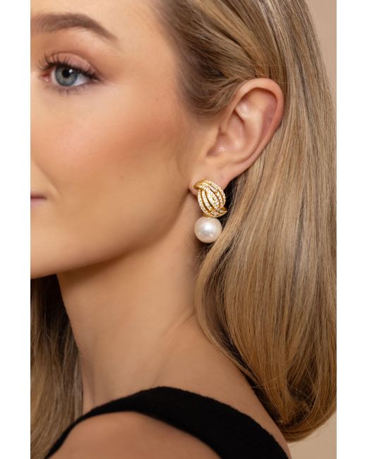 Santinni Metallic 'Balmoral' Pearl Drop-Plated Earrings